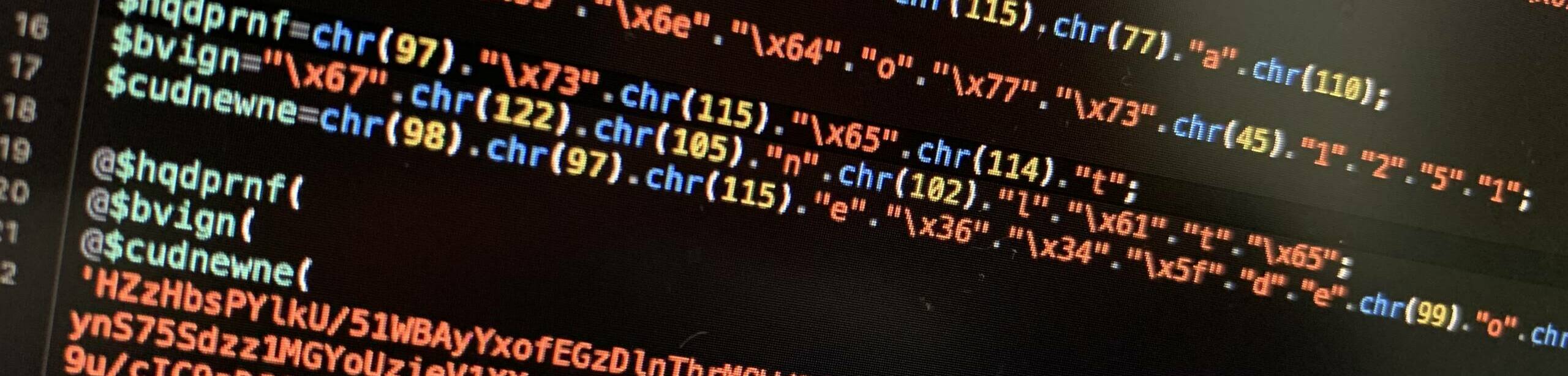 Code-Teil einer gehackten Website